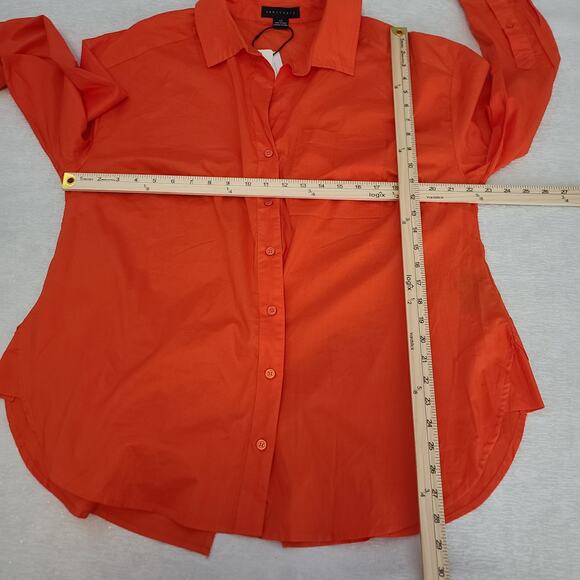 Sanctuary Slit back tunic button up ladies blouse orange Size 1x Office Fall - Picture 6 of 9